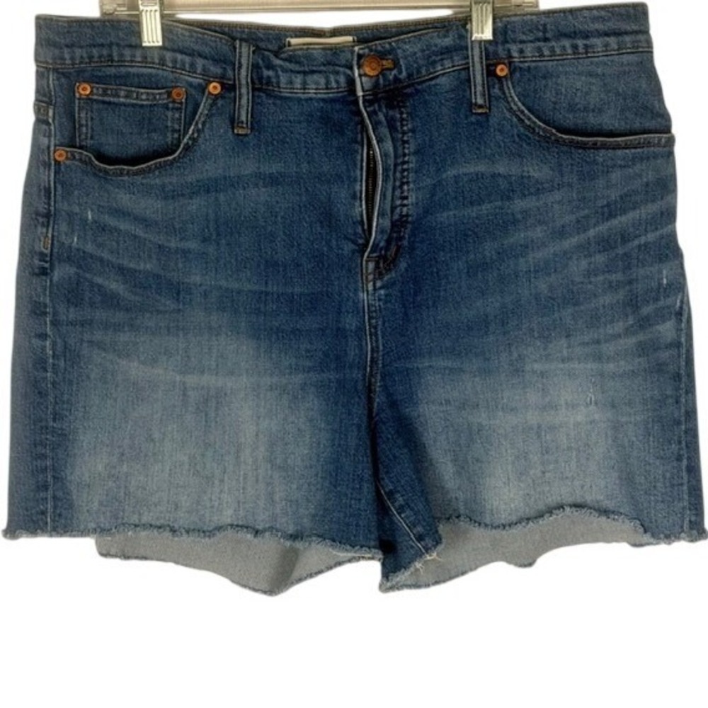 Madewell High Rise Denim Shorts Frayed Hem Medium Wash Size 35